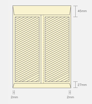 角2封筒ウラセンター貼印刷範囲