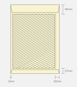 角2封筒ウラサイド貼印刷範囲