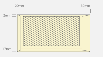 長3封筒ウラサイド貼印刷範囲
