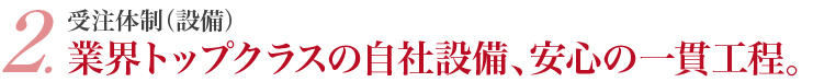 2．受注体制（設備）業界トップクラスの自社設備、安心の一貫工程。